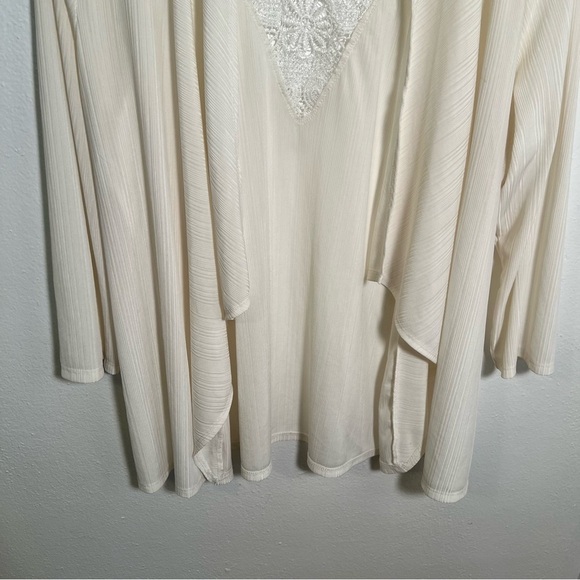 Emma & Olive Open Front Cascade Cardigan White Lace XL - Picture 2 of 7